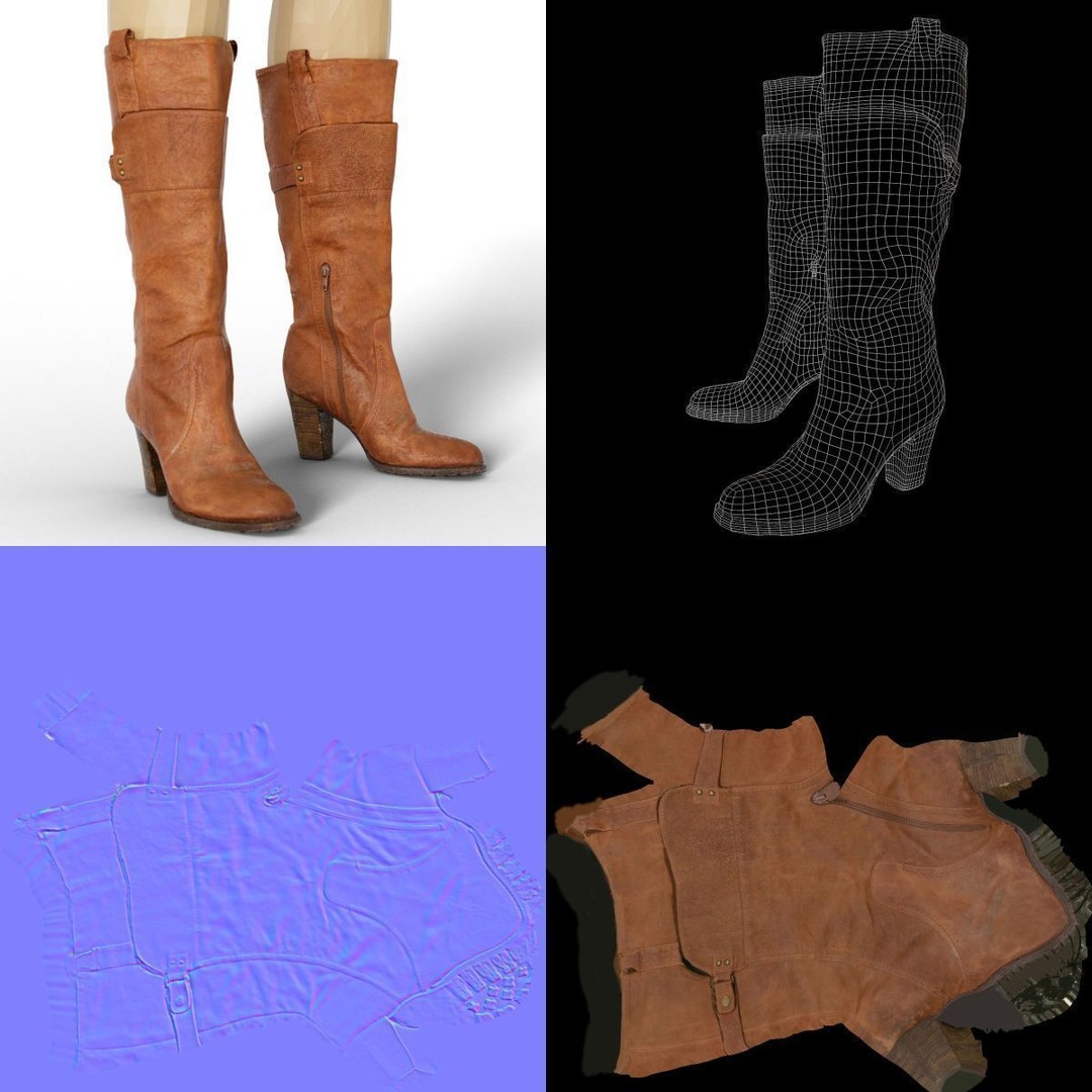 Women's Boots and Heels 3D Model – Low Poly Footwear Collection, OBJ - View 56