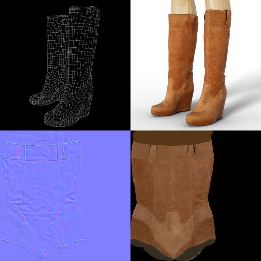 Women's Boots and Heels 3D Model – Low Poly Footwear Collection, OBJ - View 57