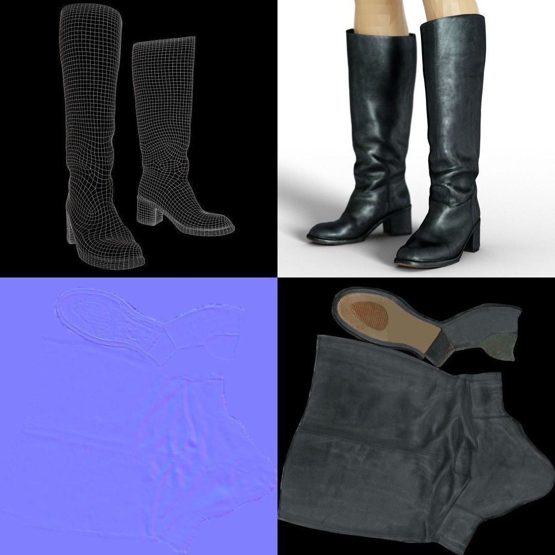 Women's Boots and Heels 3D Model – Low Poly Footwear Collection, OBJ - View 58