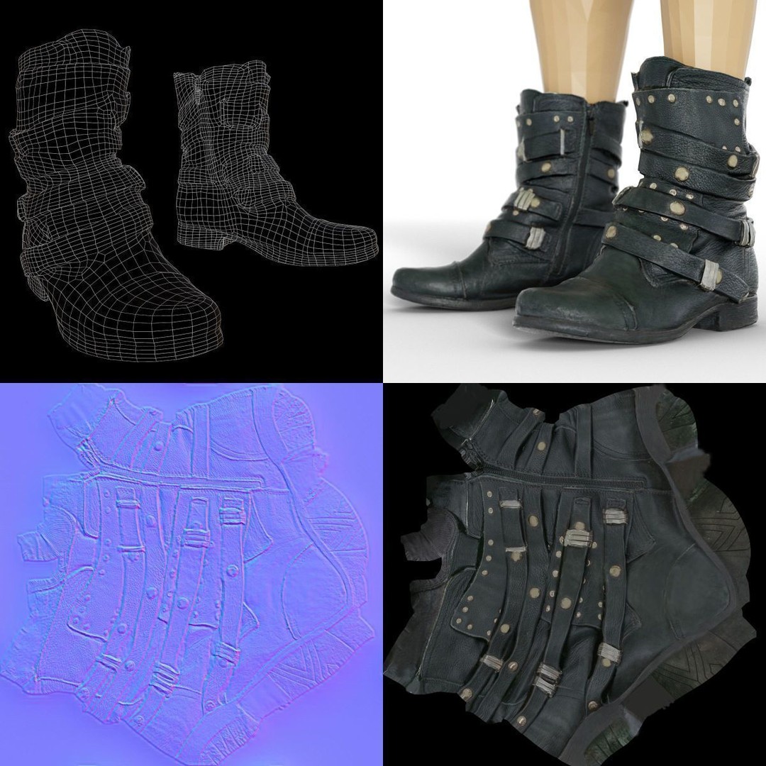 Women's Boots and Heels 3D Model – Low Poly Footwear Collection, OBJ - View 60