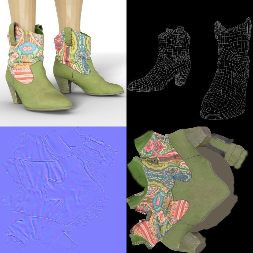 Women's Boots and Heels 3D Model – Low Poly Footwear Collection, OBJ - View 61