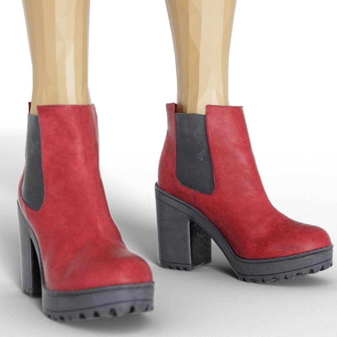 Women's Boots and Heels 3D Model – Low Poly Footwear Collection, OBJ - View 7