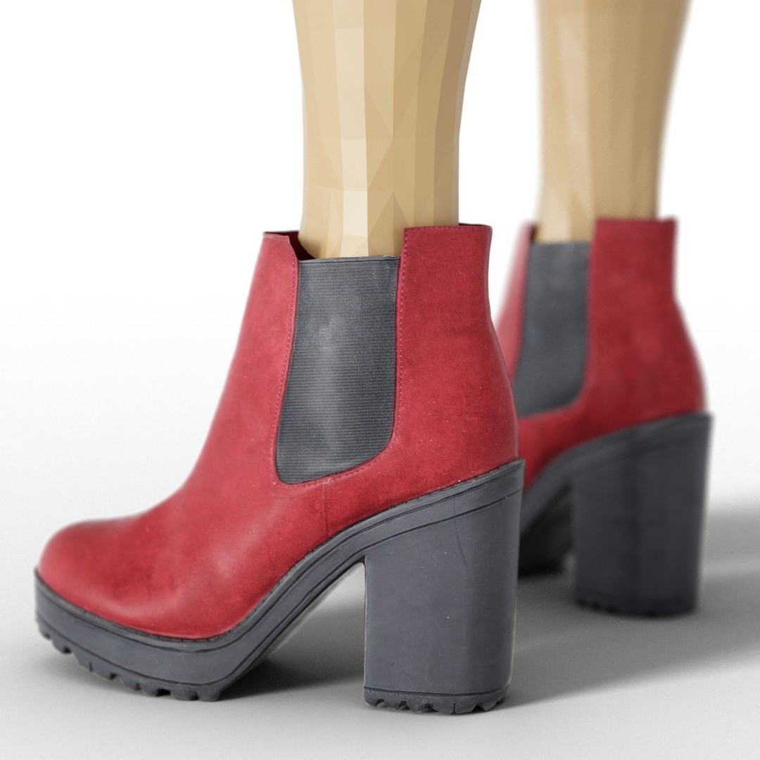 Women's Boots and Heels 3D Model – Low Poly Footwear Collection, OBJ - View 9