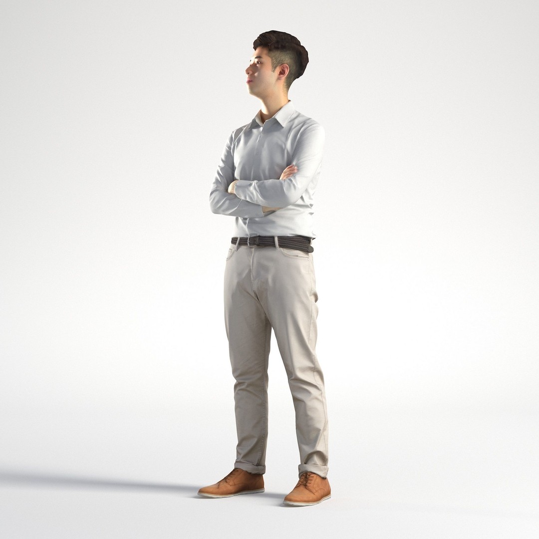 Asian Business Suit 3D Model – Low Poly Character, FBX, OBJ - View 8