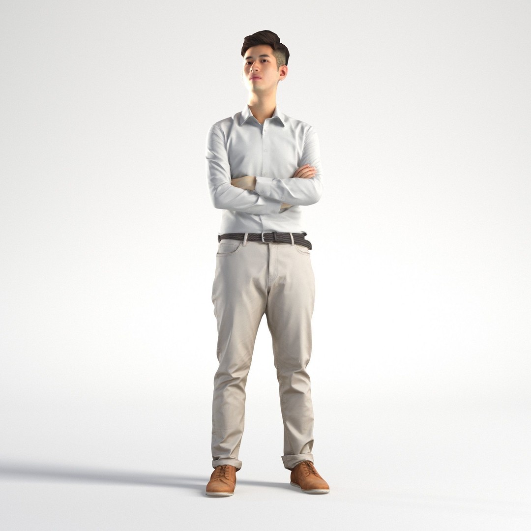 Asian Business Suit 3D Model – Low Poly Character, FBX, OBJ - View 9