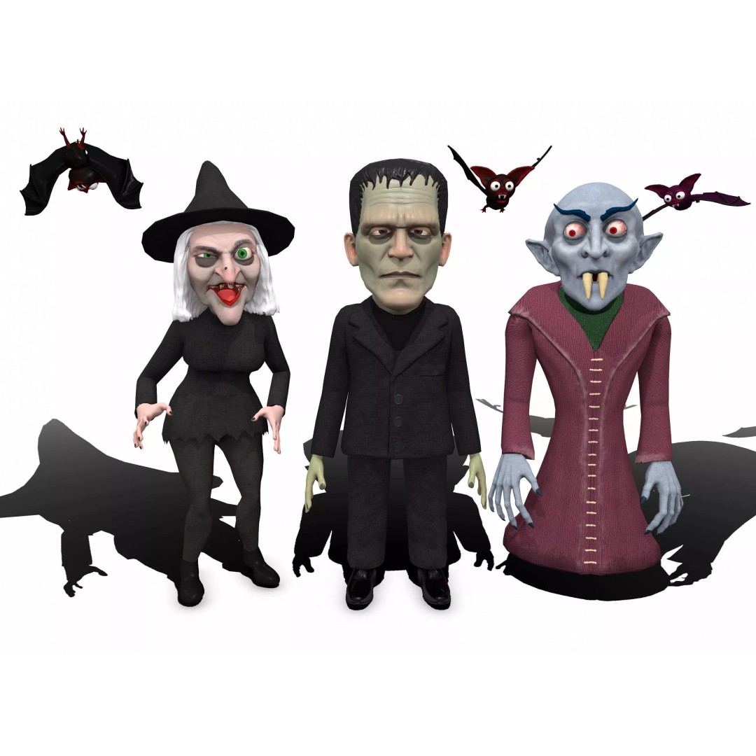 Halloween Characters Pack 3D Model – Low Poly Rigged Animated Assets - View 2
