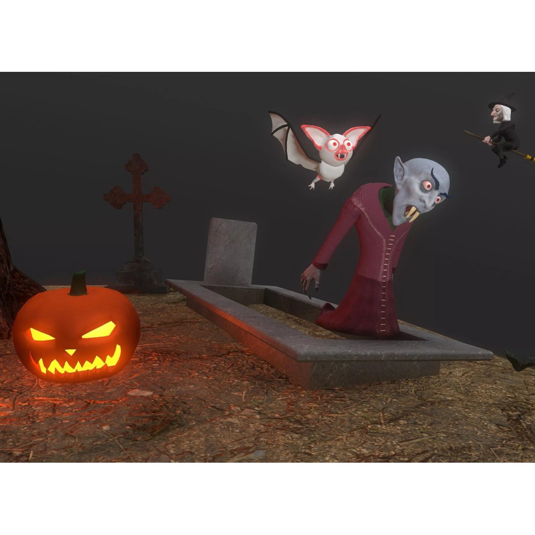 Halloween Characters Pack 3D Model – Low Poly Rigged Animated Assets - View 5