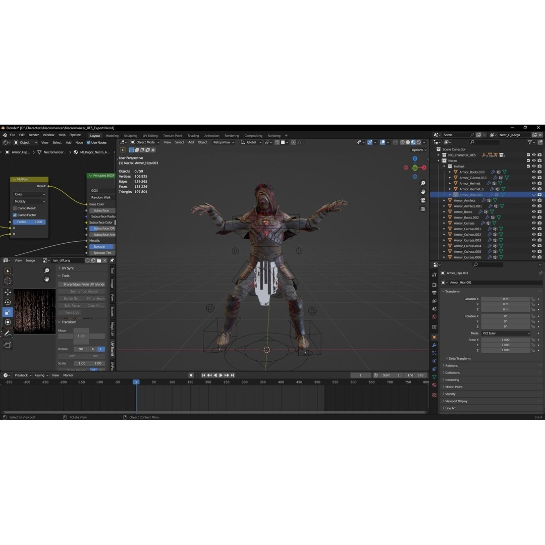 Necromancer 3D Model – Low Poly Game Ready Character with Rigging