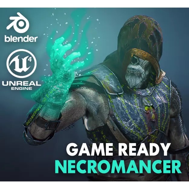 Necromancer 3D Model – Low Poly Game Ready Character with Rigging - View 2