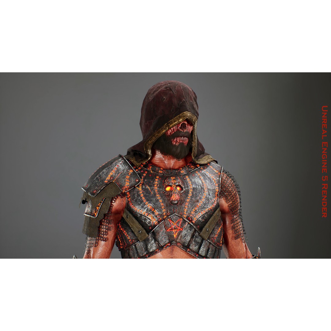 Necromancer 3D Model – Low Poly Game Ready Character with Rigging - View 7