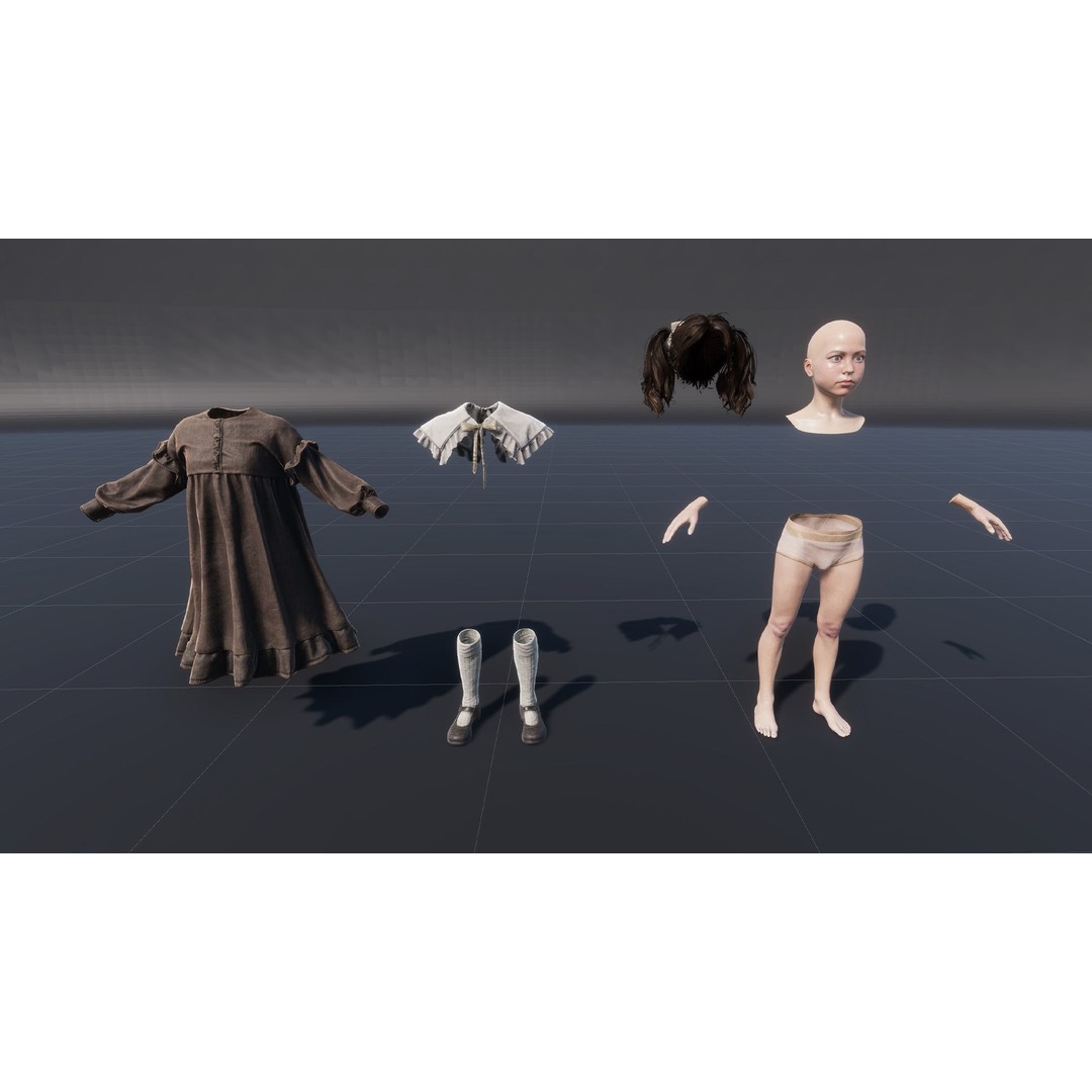 Changeling Girl 3D Model – Low Poly Rigged Character, FBX for Unity/Unreal
