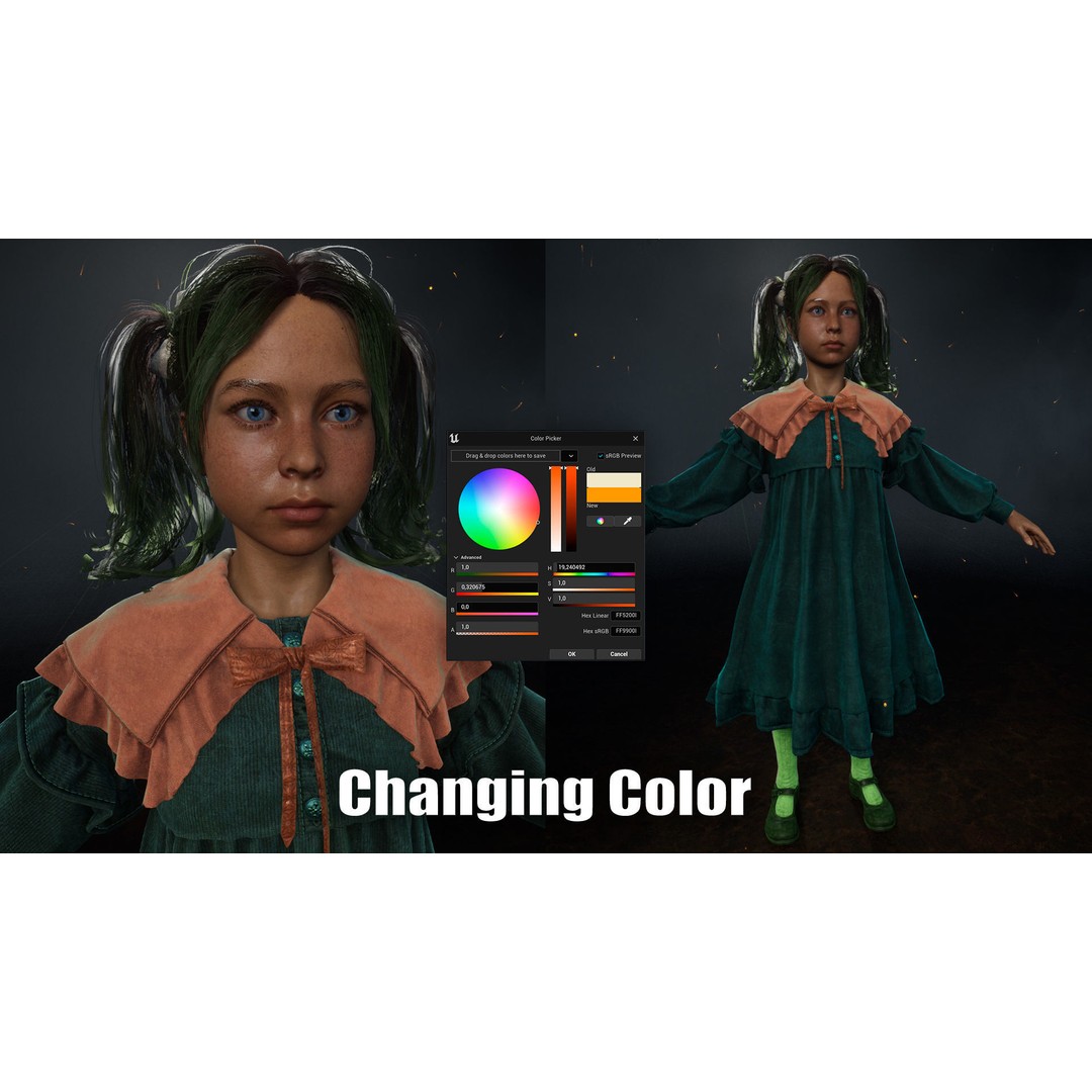 Changeling Girl 3D Model – Low Poly Rigged Character, FBX for Unity/Unreal - View 13