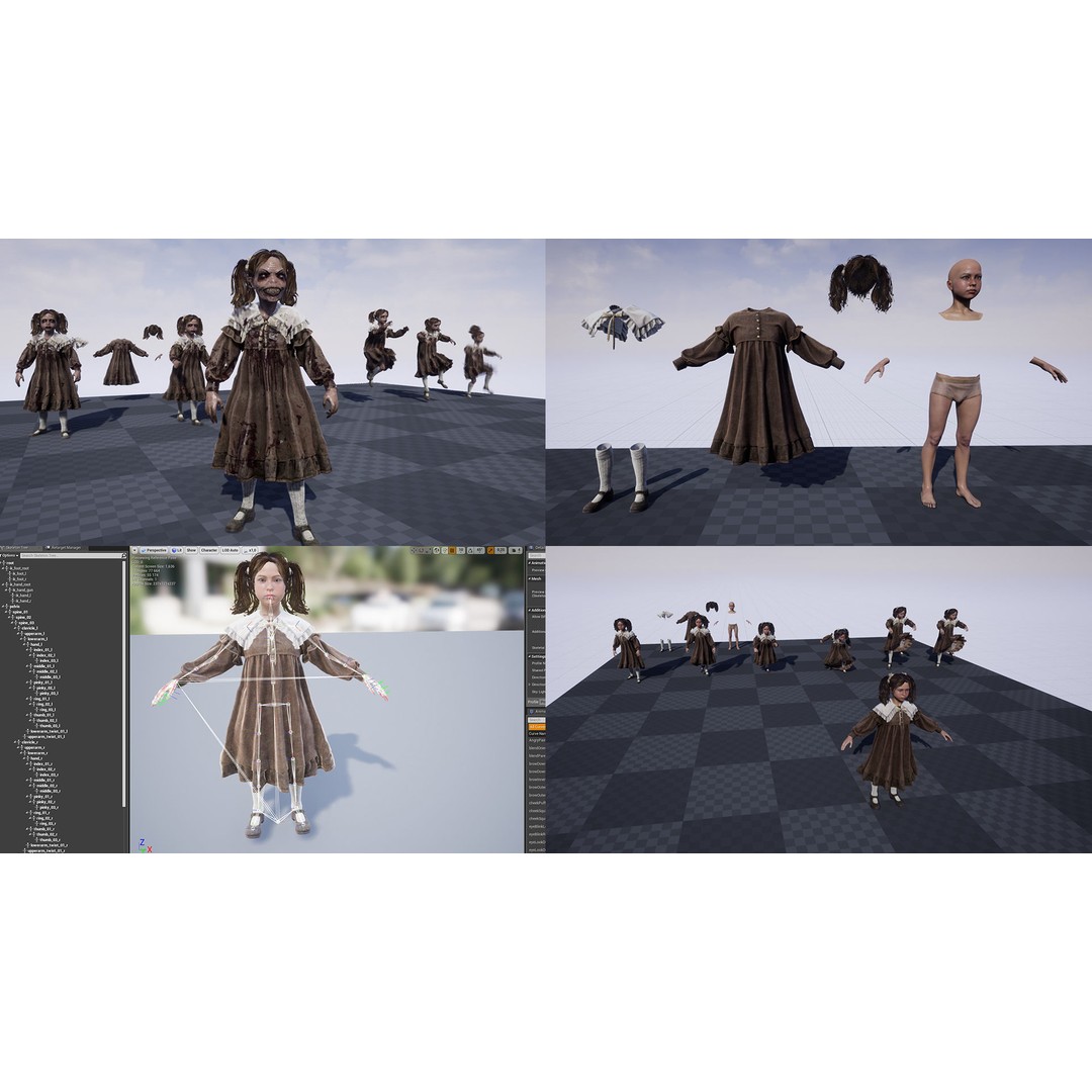 Changeling Girl 3D Model – Low Poly Rigged Character, FBX for Unity/Unreal - View 14