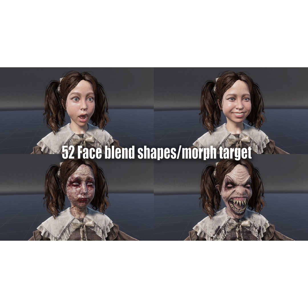 Changeling Girl 3D Model – Low Poly Rigged Character, FBX for Unity/Unreal - View 17