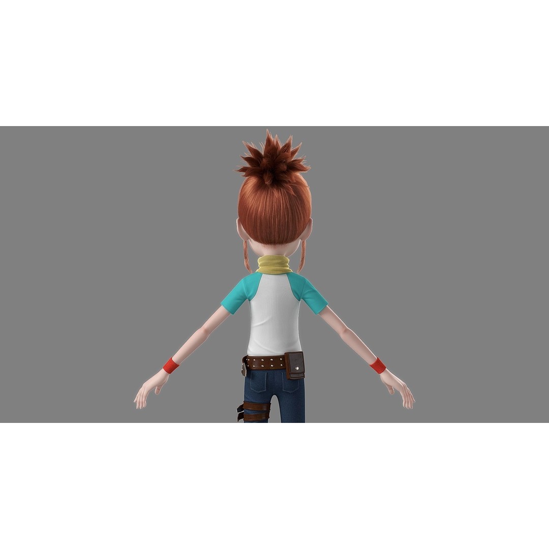 Cartoon Girl 3D Model – Rigged Character with High-Quality Textures - View 13