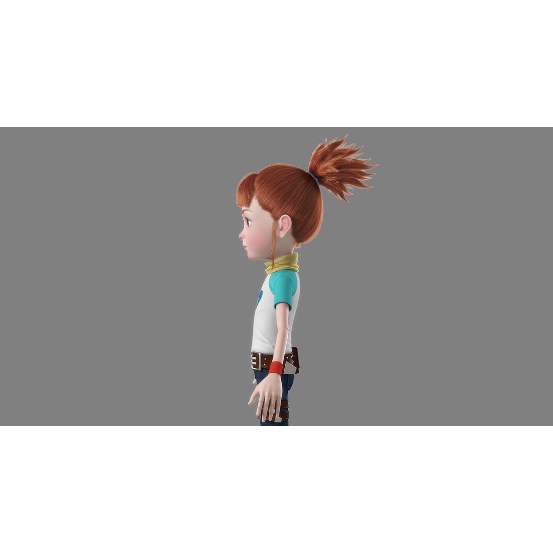 Cartoon Girl 3D Model – Rigged Character with High-Quality Textures - View 14