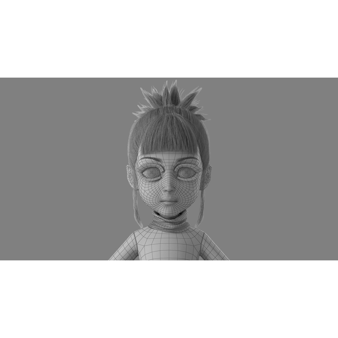 Cartoon Girl 3D Model – Rigged Character with High-Quality Textures - View 19