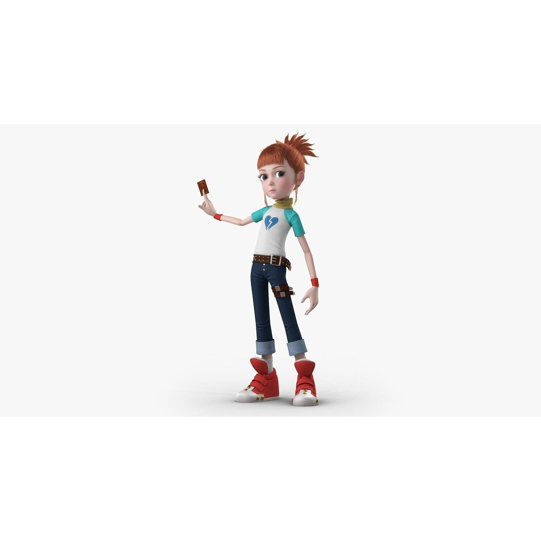 Cartoon Girl 3D Model – Rigged Character with High-Quality Textures - View 2