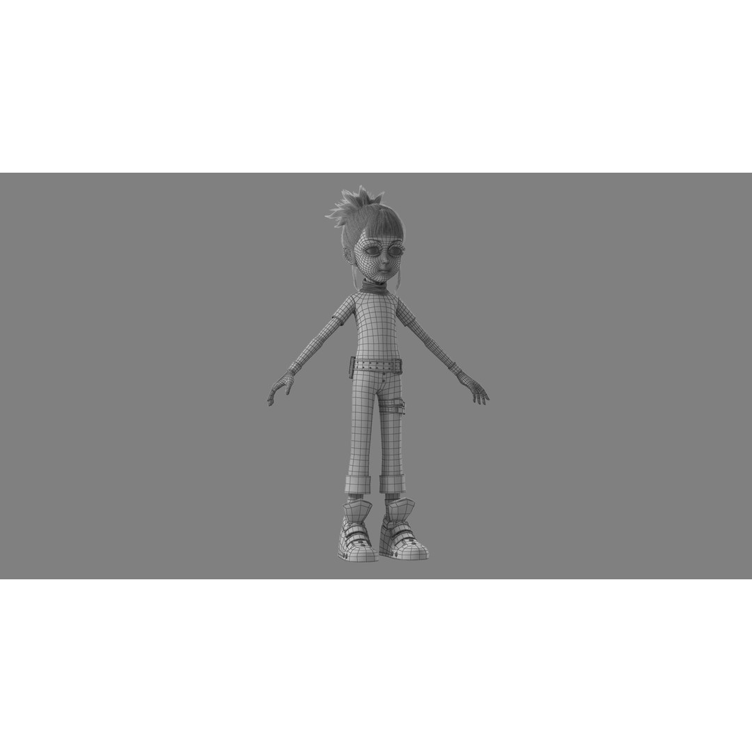 Cartoon Girl 3D Model – Rigged Character with High-Quality Textures - View 22