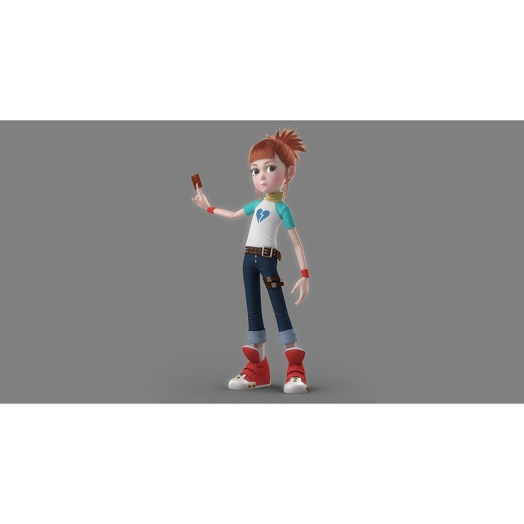 Cartoon Girl 3D Model – Rigged Character with High-Quality Textures - View 3