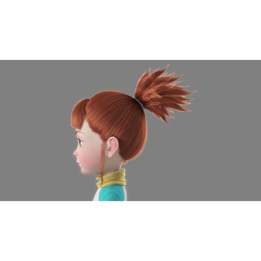 Cartoon Girl 3D Model – Rigged Character with High-Quality Textures - View 7