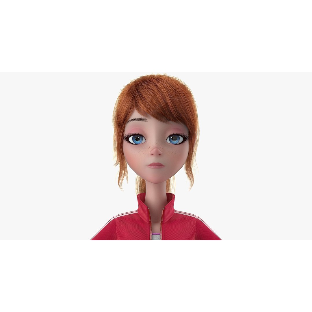 Cartoon Moto Girl Rigged 3D Model – High-Quality Character Asset, FBX - View 10