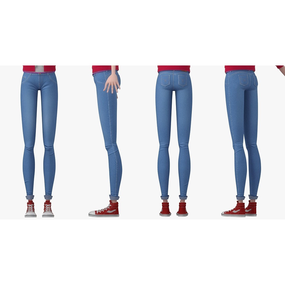 Cartoon Moto Girl Rigged 3D Model – High-Quality Character Asset, FBX - View 13