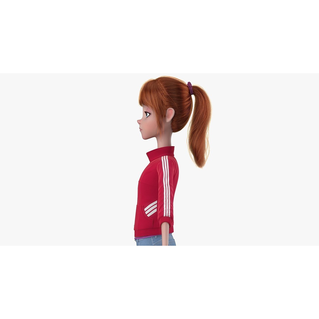 Cartoon Moto Girl Rigged 3D Model – High-Quality Character Asset, FBX - View 15