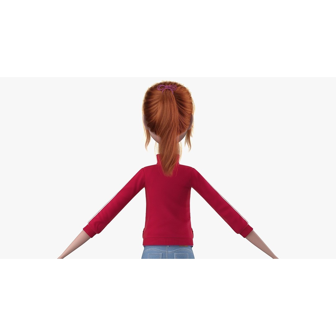 Cartoon Moto Girl Rigged 3D Model – High-Quality Character Asset, FBX - View 16