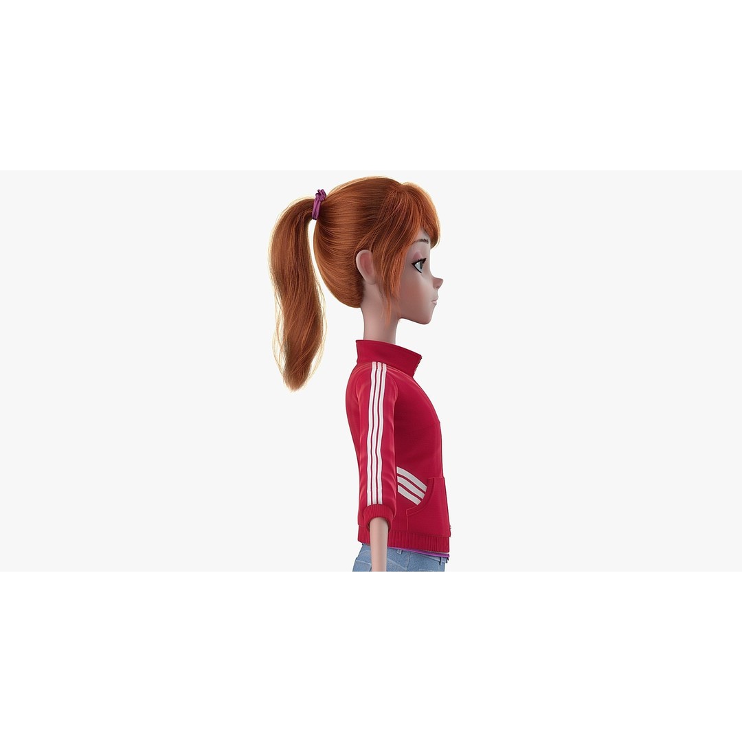 Cartoon Moto Girl Rigged 3D Model – High-Quality Character Asset, FBX - View 18