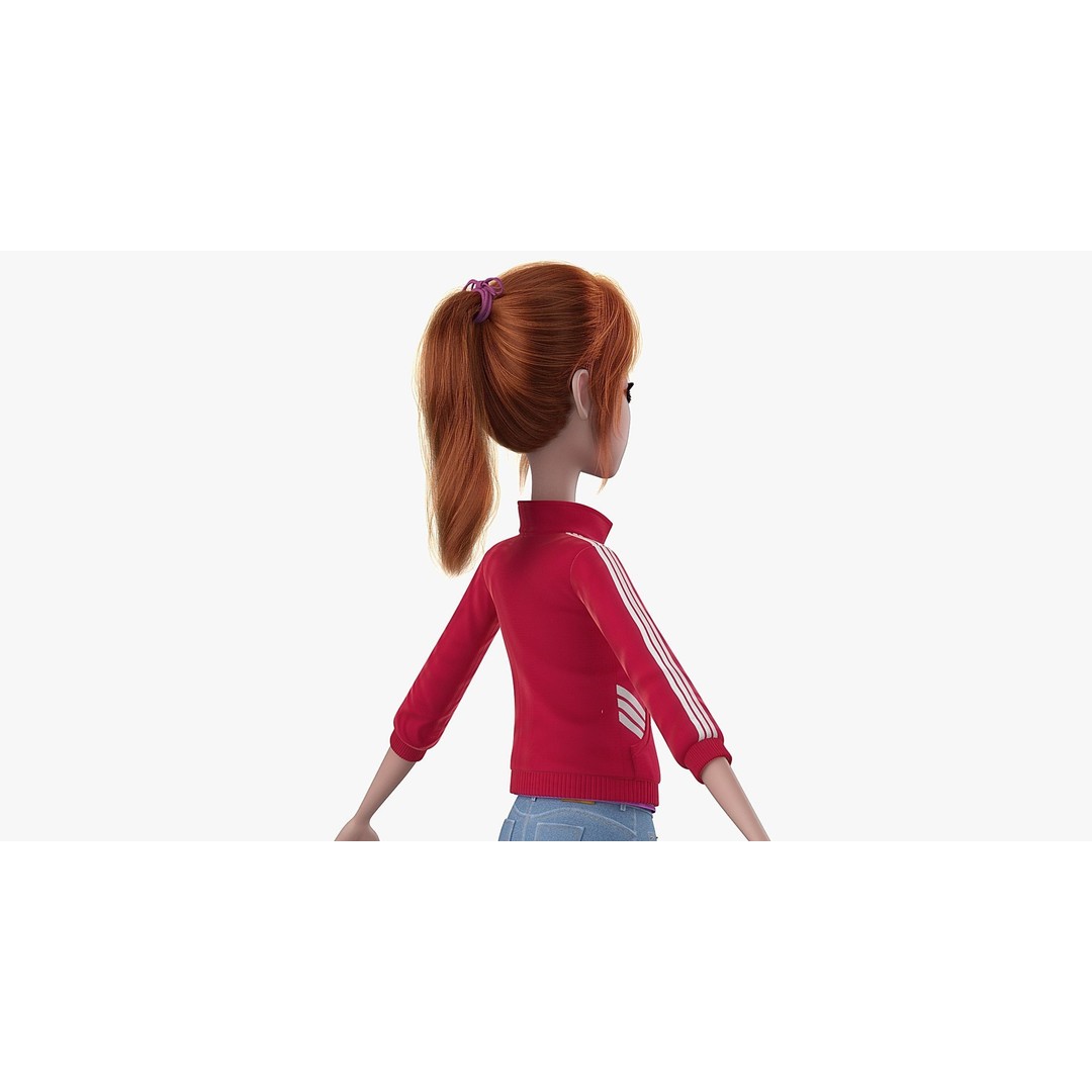 Cartoon Moto Girl Rigged 3D Model – High-Quality Character Asset, FBX - View 19
