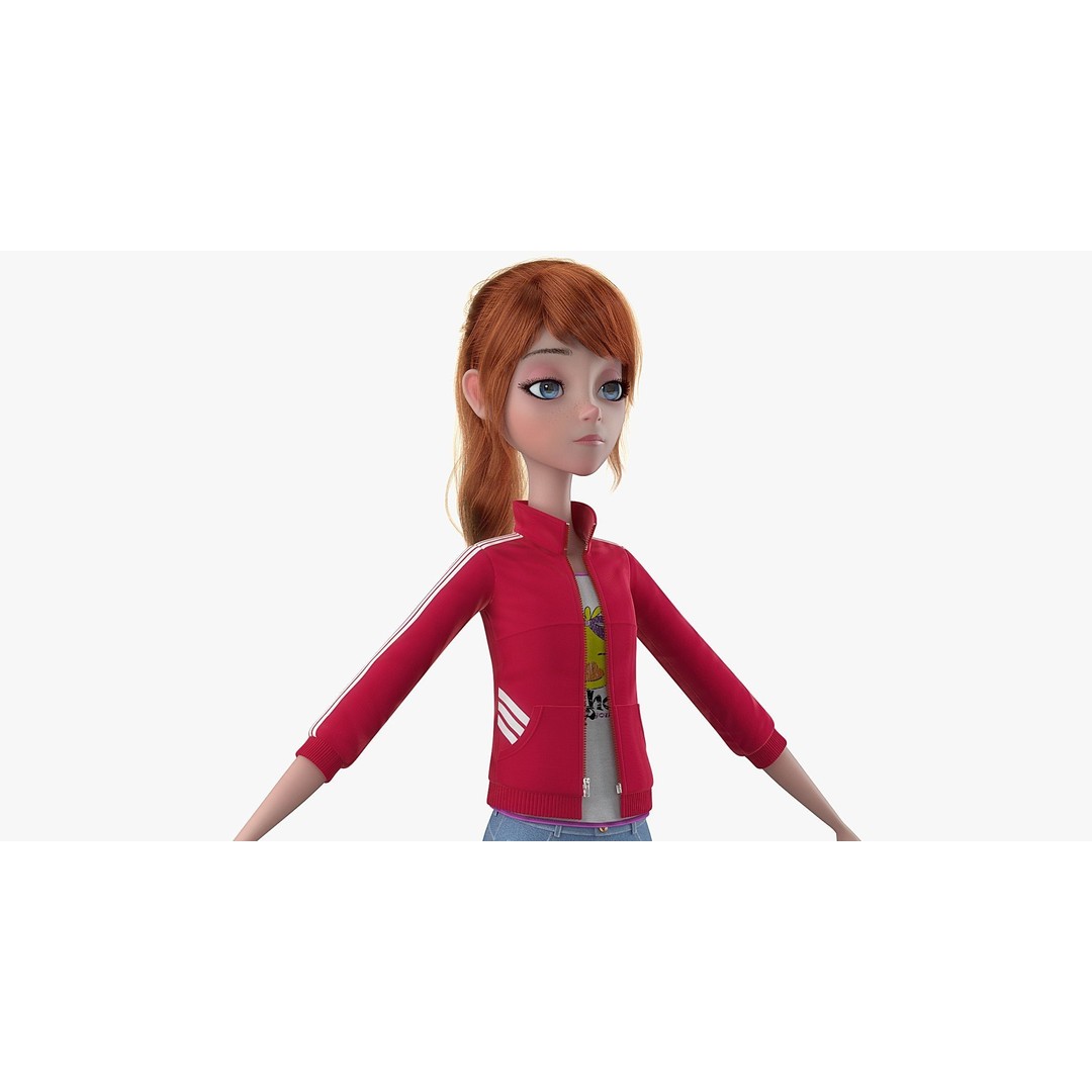 Cartoon Moto Girl Rigged 3D Model – High-Quality Character Asset, FBX - View 20