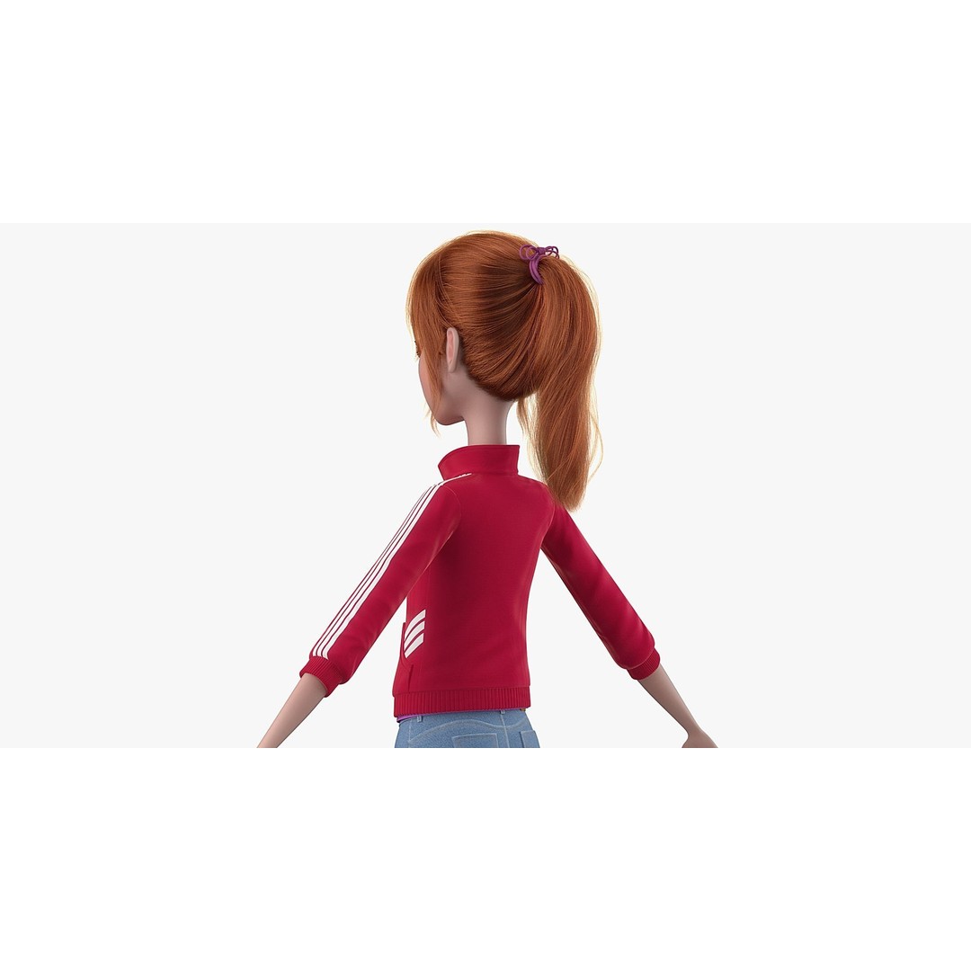 Cartoon Moto Girl Rigged 3D Model – High-Quality Character Asset, FBX - View 21