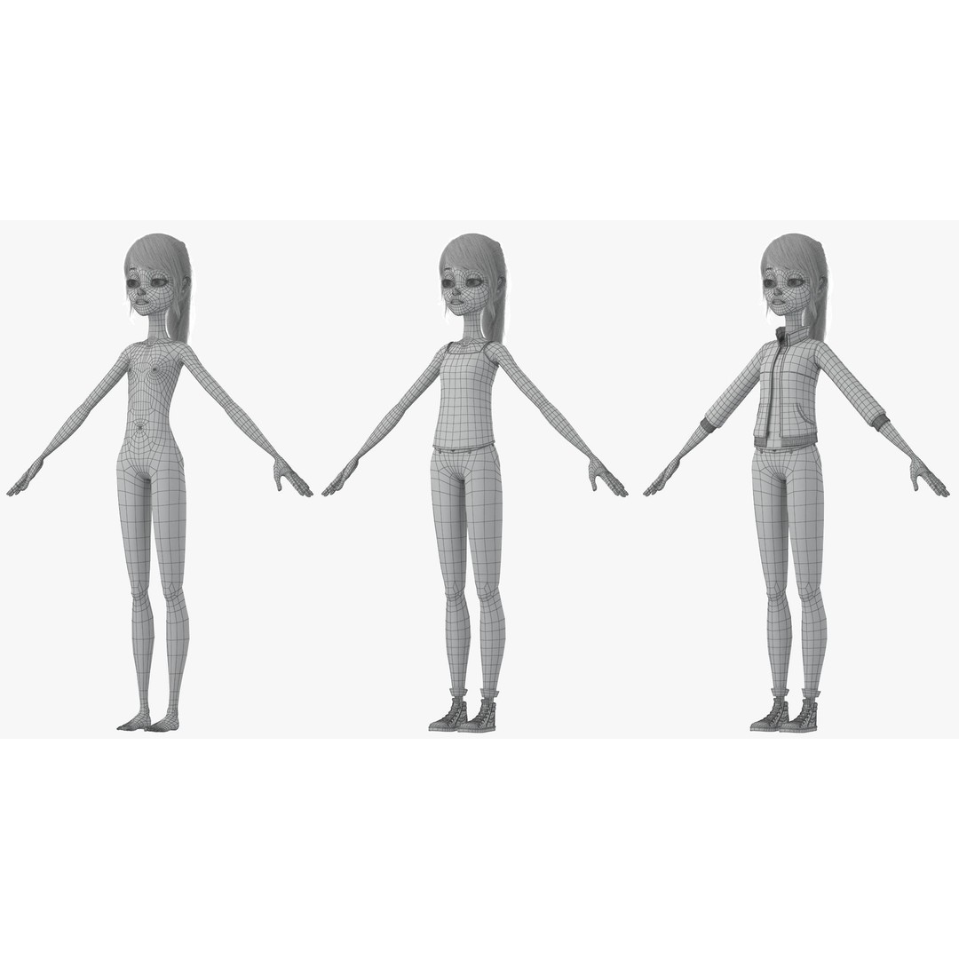 Cartoon Moto Girl Rigged 3D Model – High-Quality Character Asset, FBX - View 23