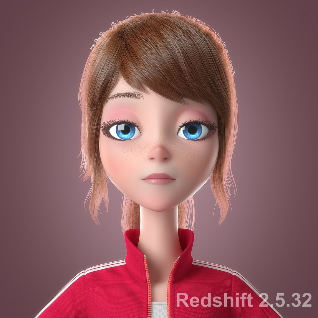 Cartoon Moto Girl Rigged 3D Model – High-Quality Character Asset, FBX - View 26