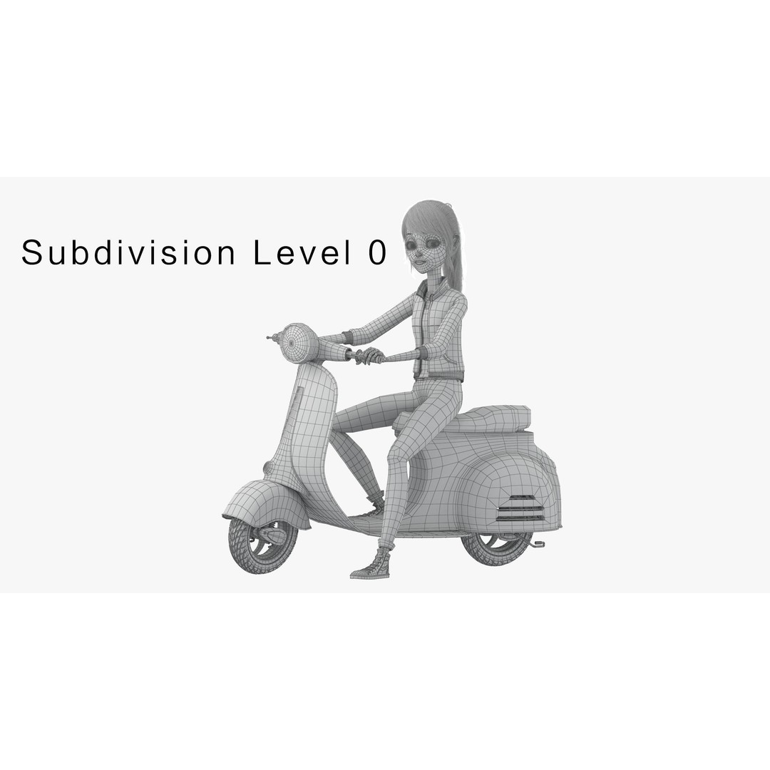 Cartoon Moto Girl Rigged 3D Model – High-Quality Character Asset, FBX - View 27
