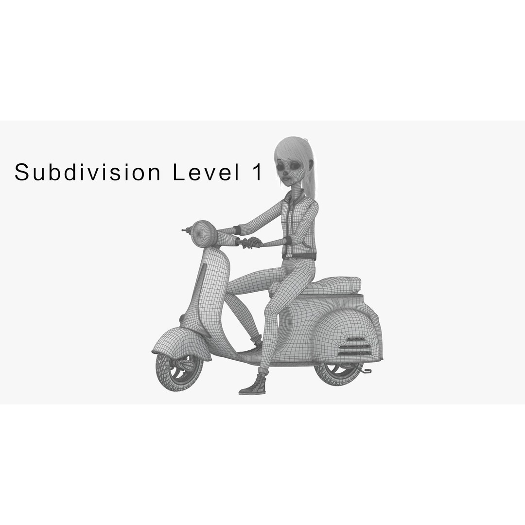 Cartoon Moto Girl Rigged 3D Model – High-Quality Character Asset, FBX - View 28