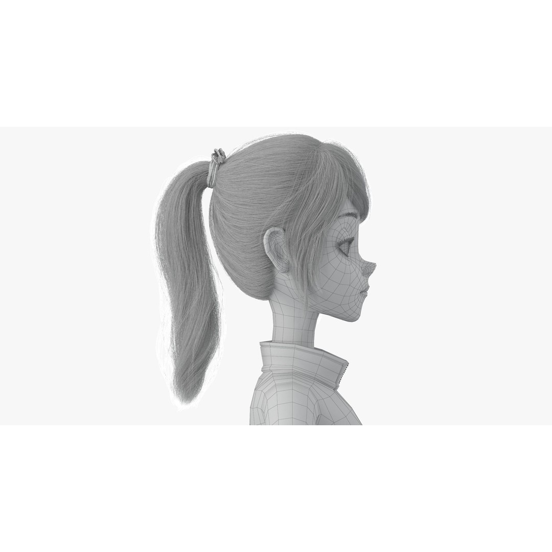 Cartoon Moto Girl Rigged 3D Model – High-Quality Character Asset, FBX - View 29