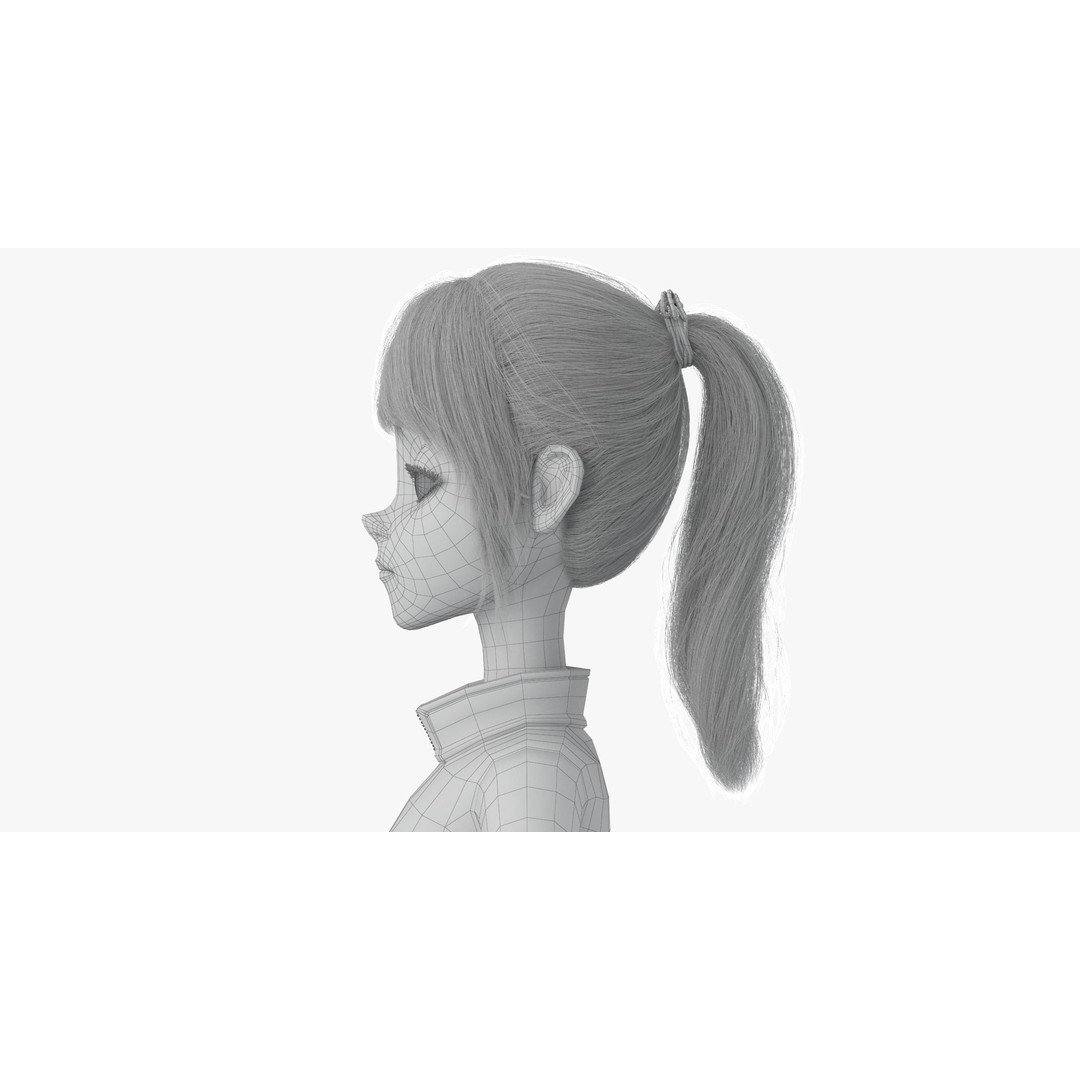 Cartoon Moto Girl Rigged 3D Model – High-Quality Character Asset, FBX - View 30