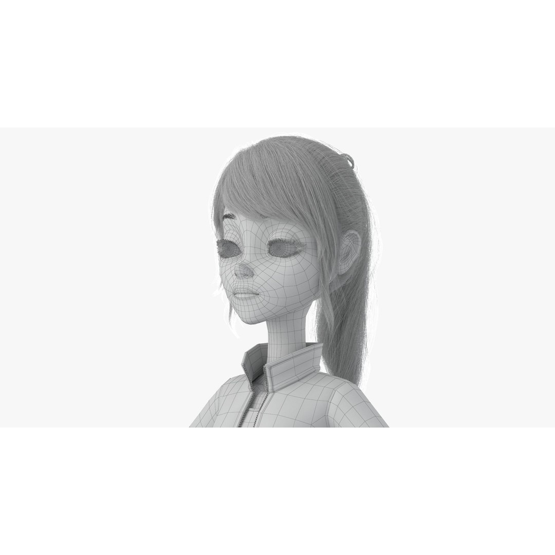 Cartoon Moto Girl Rigged 3D Model – High-Quality Character Asset, FBX - View 32