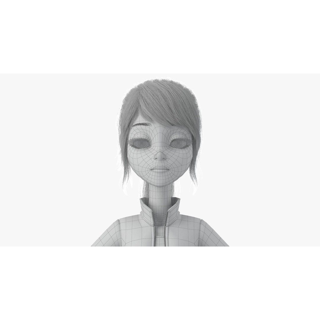 Cartoon Moto Girl Rigged 3D Model – High-Quality Character Asset, FBX - View 35