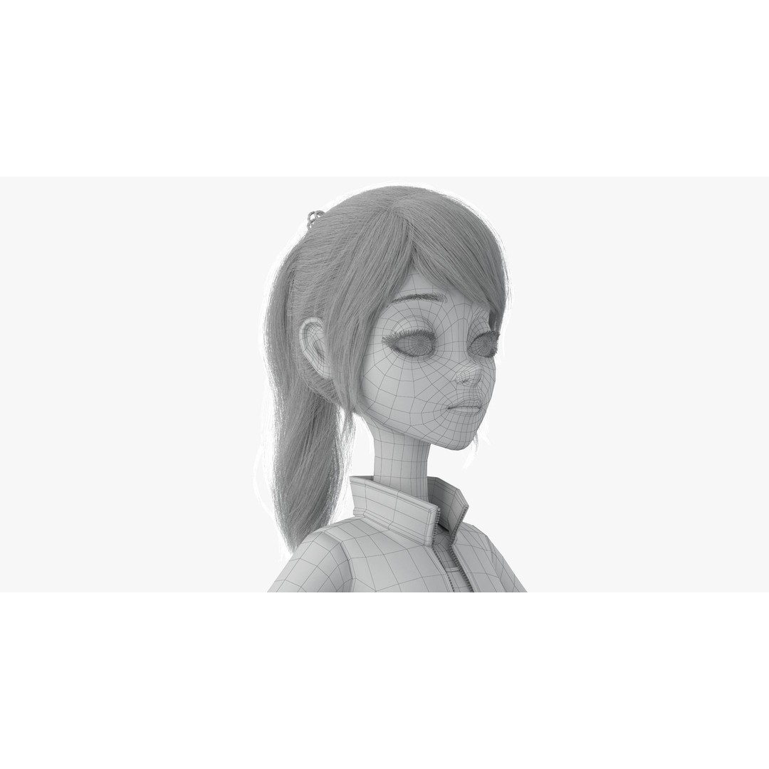 Cartoon Moto Girl Rigged 3D Model – High-Quality Character Asset, FBX - View 36