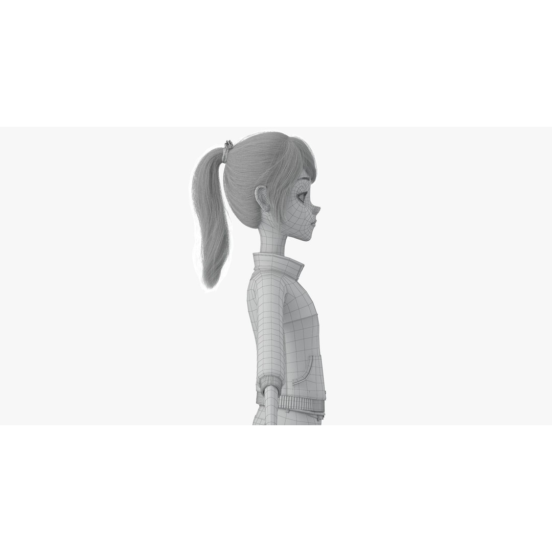 Cartoon Moto Girl Rigged 3D Model – High-Quality Character Asset, FBX - View 38