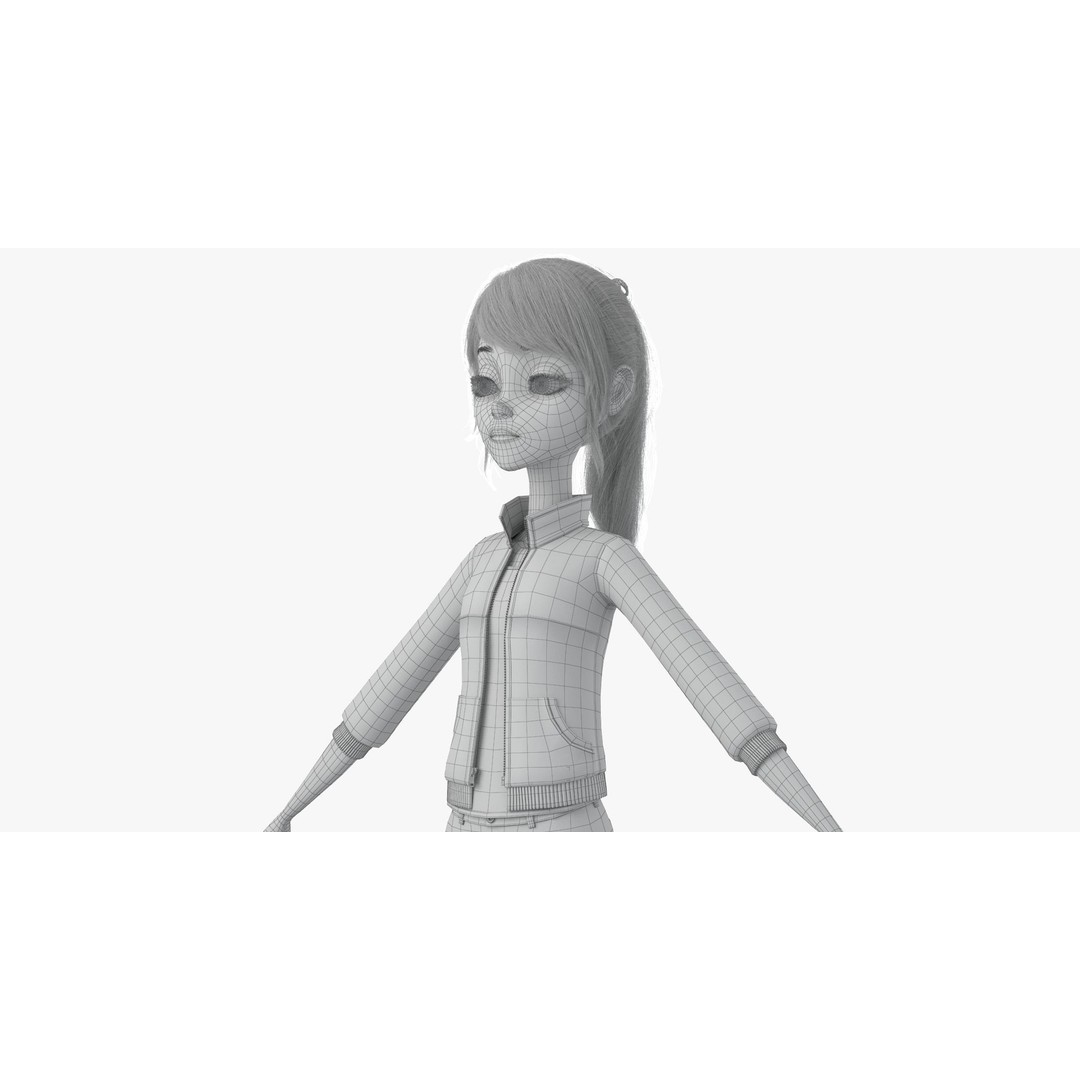 Cartoon Moto Girl Rigged 3D Model – High-Quality Character Asset, FBX - View 39
