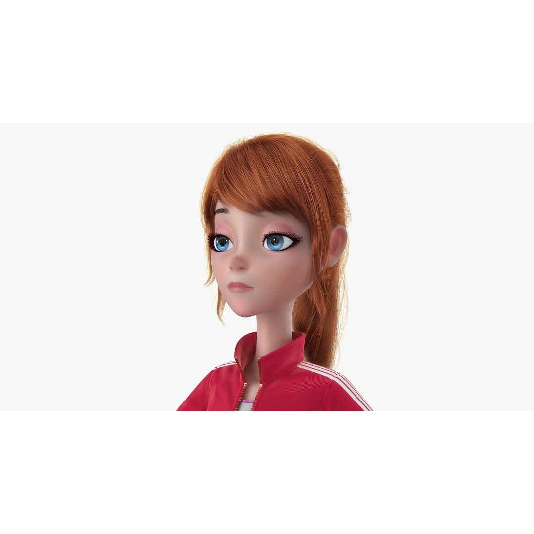 Cartoon Moto Girl Rigged 3D Model – High-Quality Character Asset, FBX - View 4