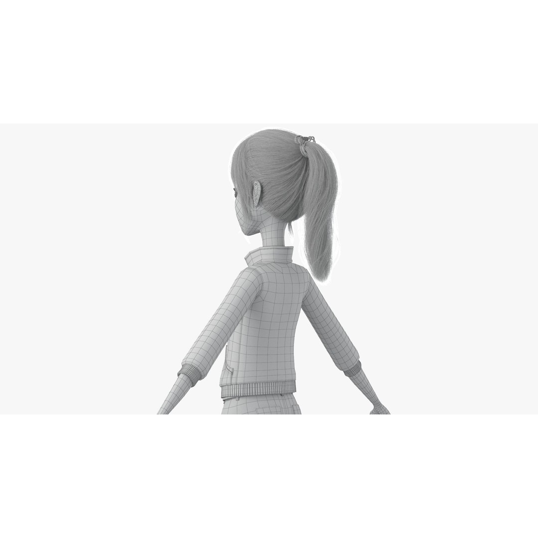 Cartoon Moto Girl Rigged 3D Model – High-Quality Character Asset, FBX - View 40
