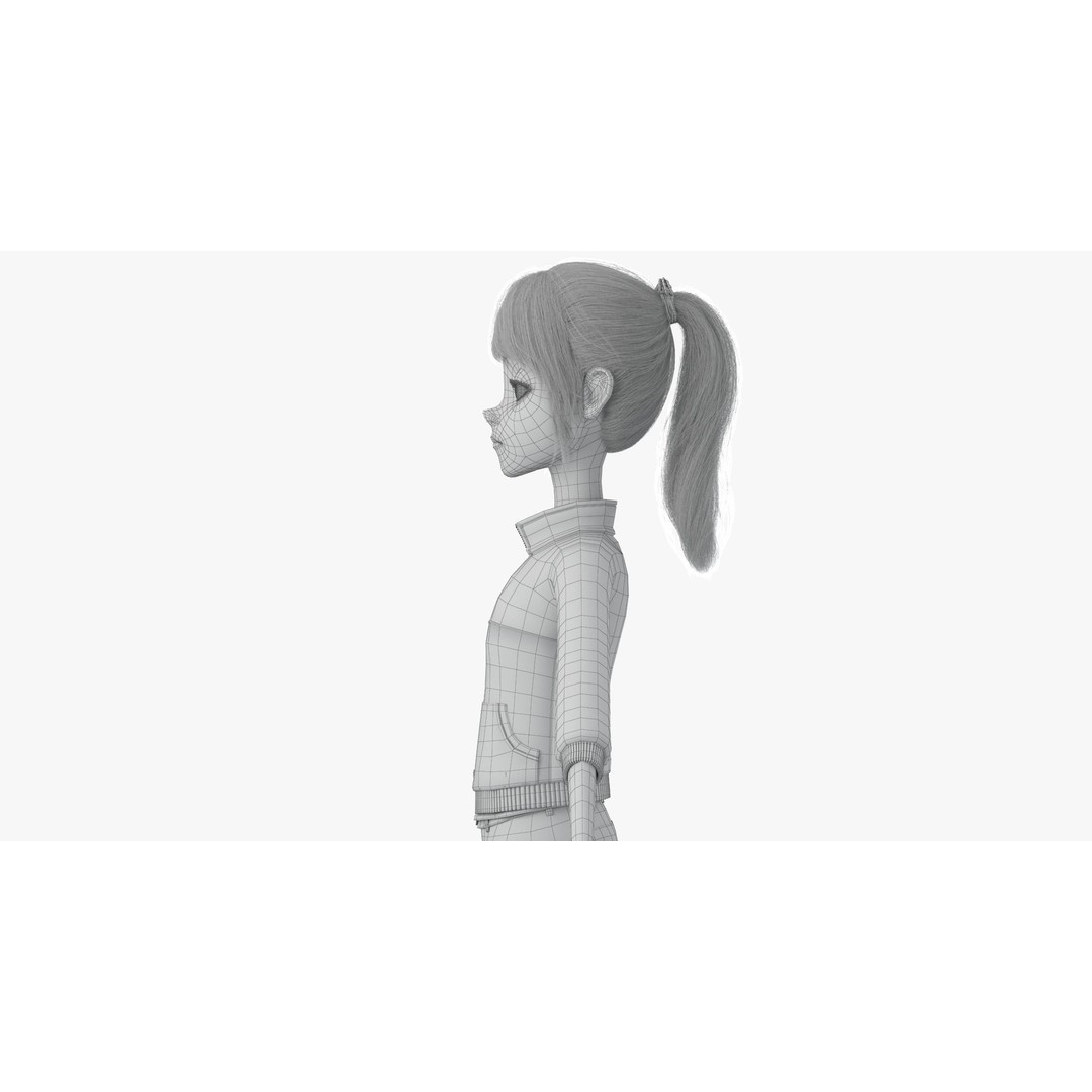 Cartoon Moto Girl Rigged 3D Model – High-Quality Character Asset, FBX - View 41