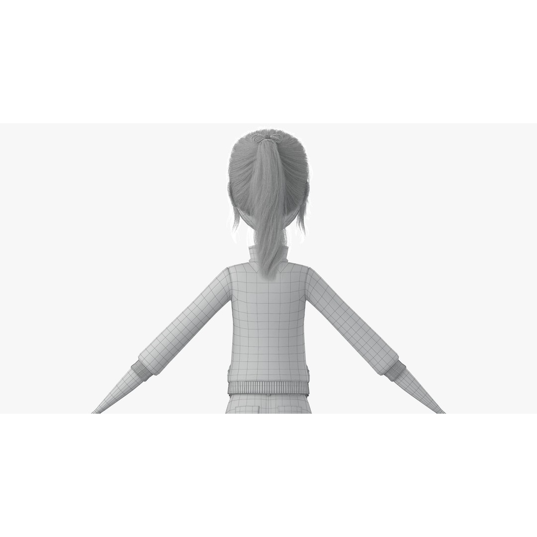 Cartoon Moto Girl Rigged 3D Model – High-Quality Character Asset, FBX - View 42