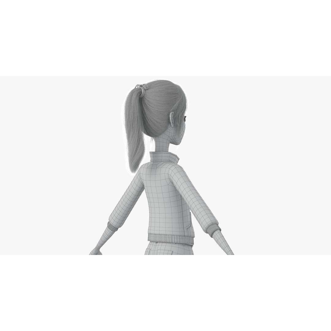 Cartoon Moto Girl Rigged 3D Model – High-Quality Character Asset, FBX - View 43