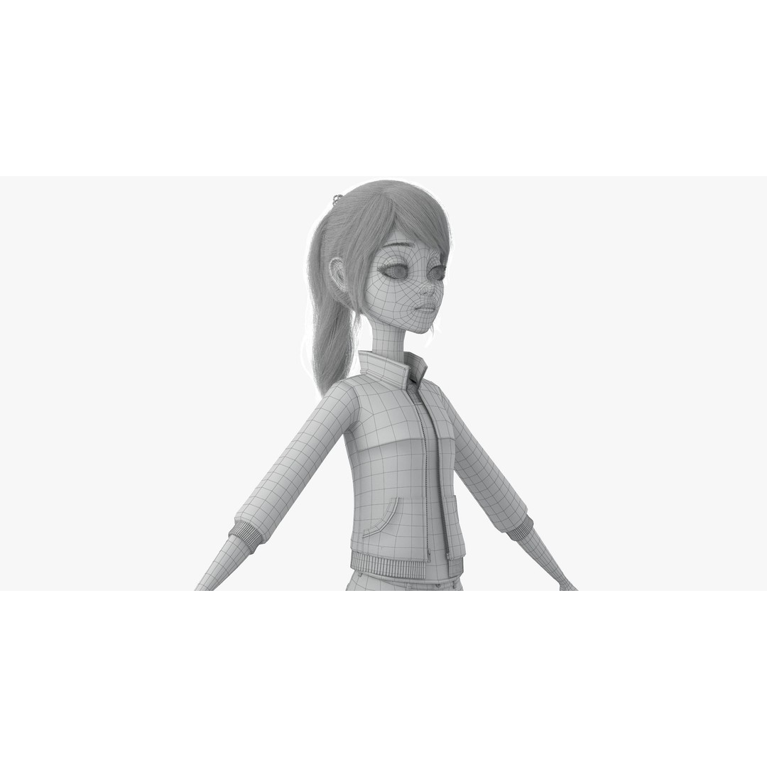 Cartoon Moto Girl Rigged 3D Model – High-Quality Character Asset, FBX - View 44